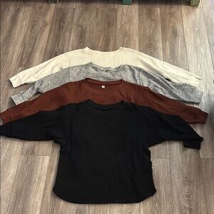 Set of 4 waffle 3 quarter tops